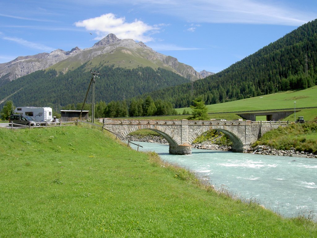 Engadin bei S-chanf mit alter Innbrcke (29.08.2010)