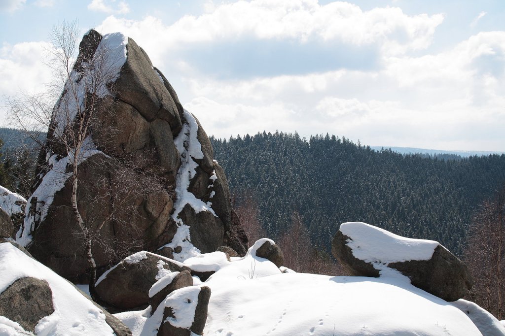 Felsformationen der Feigenbaumklippe/Okertal; Aufnahme vom frhen Nachmittag des 07.04.2013