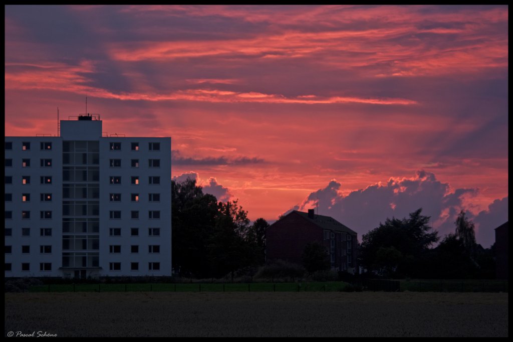 Hier zu sehen ein Sonnenuntergang ber Schafhausen.
Nach langer berlegung bin ich zu dem Schluss gekommen dass es zum Thema Landschaft passt da es auf dem Feld gemacht wurde und es ja um den Sonnenuntergang geht und nicht ob das Hochhaus.
09.08.10 20:13