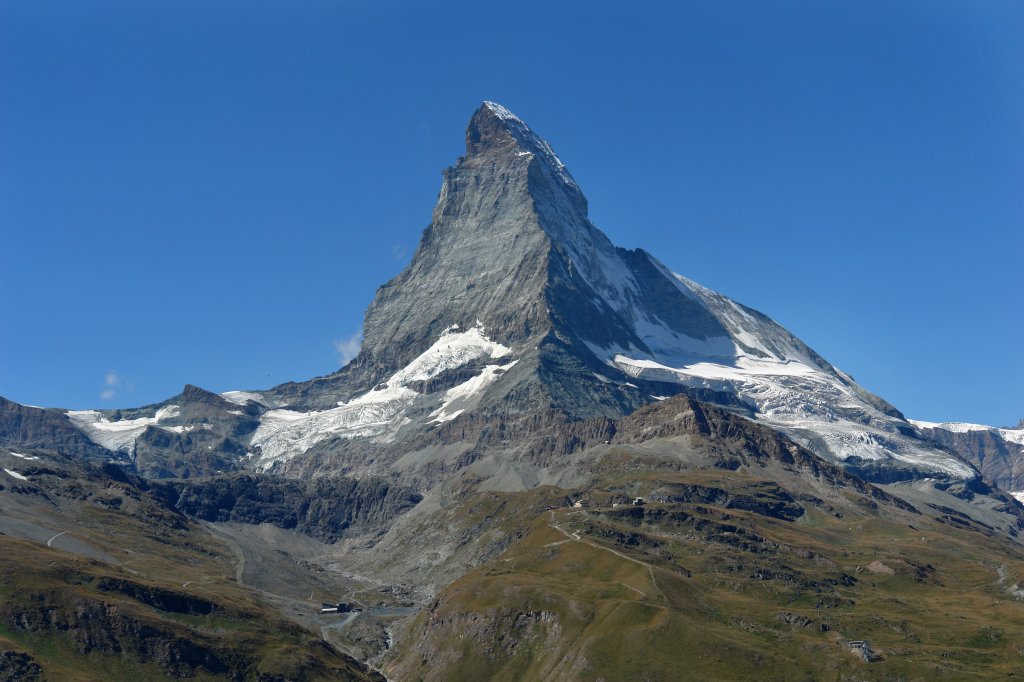 Hier zusehen das Matterhorn am 01.09.2009. Das Bild entstand aus der Gornergrat-Bahn. 