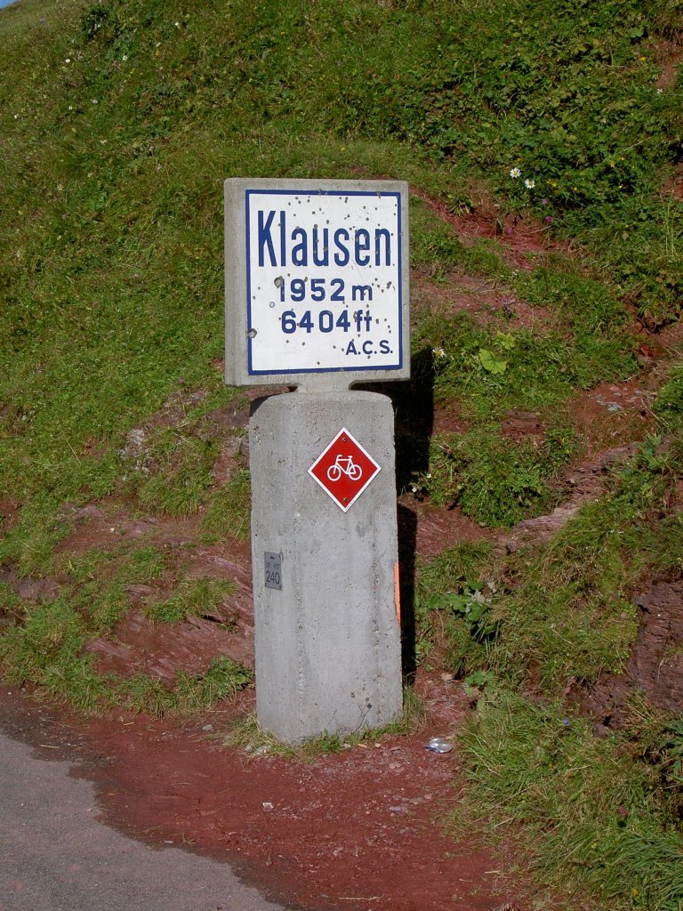 Klausenpass, Passhhe auf 1948 Meter Hhe (05.09.2010)