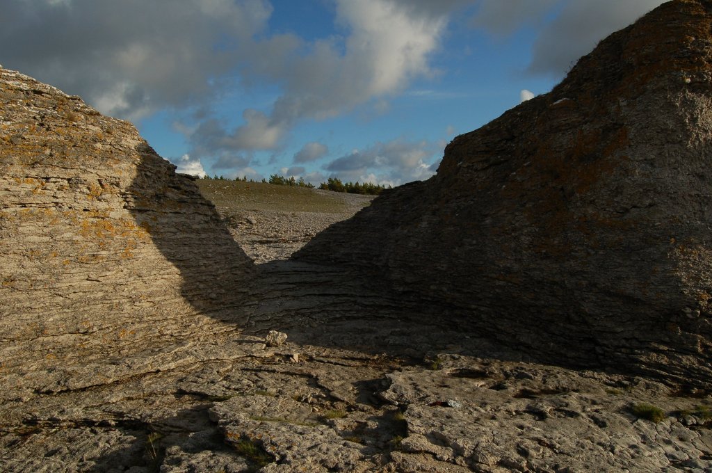 Raukar im Norden Gotlands. Kalkhaltige bereste von Riffstrukturen aus dem Ordovizium/Silur (Vor ca. 440 Millionen Jahren). 08.10.2011