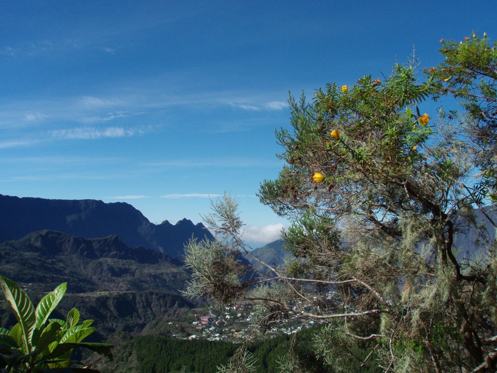 Reunion (Inseln im Indischen Ozean). Blick von der Besteigung des hchsten Berg Piton Des Neiges 3070m am 2009:11:09.