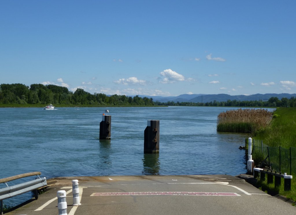 Rheinebene, Blick vom Fhranleger bei Kappel rheinabwrts, im Hintergrund der Schwarzwald, Mai 2013