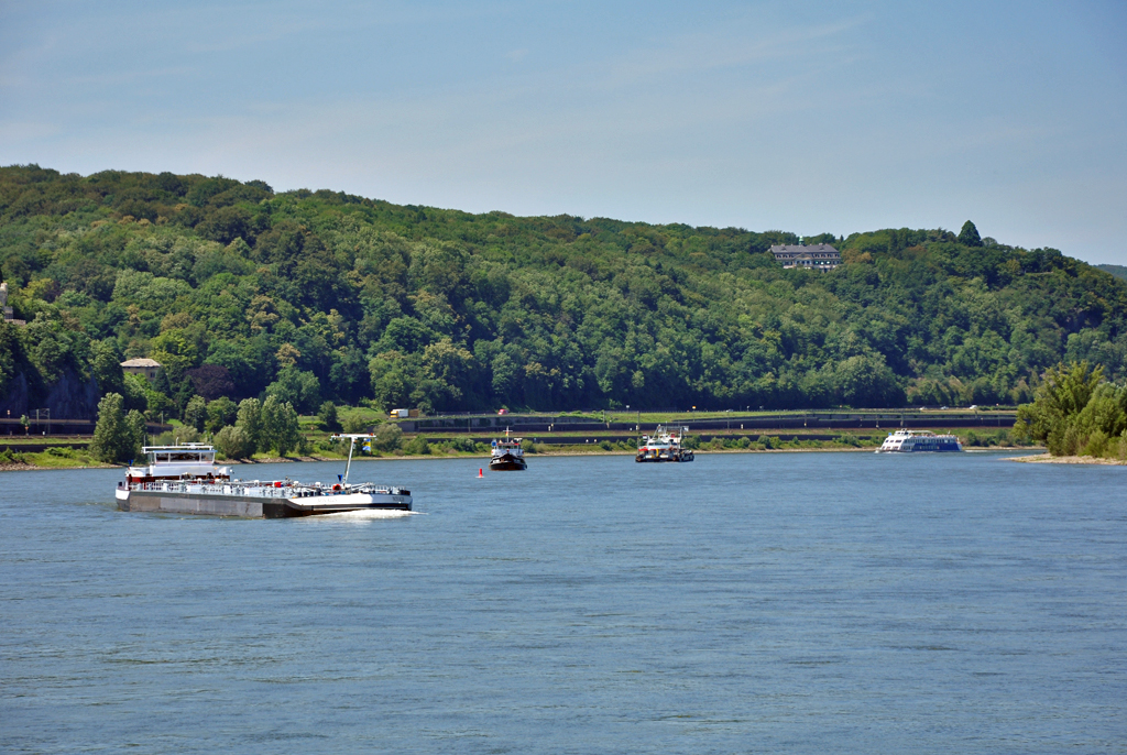 Rheinschleife zwischen Remagen und Unkel  mit regem Schiffsverkehr - 27.06.2011