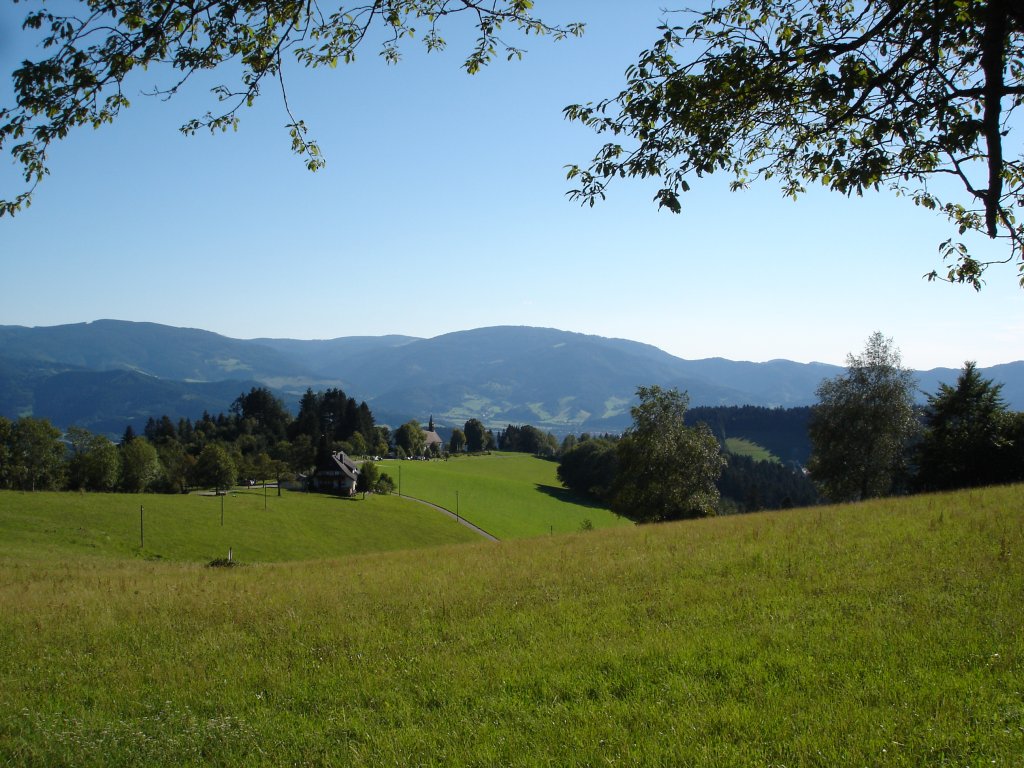 Schwarzwald bei St.Peter,
Blick zur Lindenbergkapelle,
Aug.2006