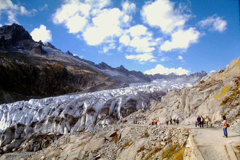 Schweiz, Blick auf den Rhonegletscher im Okt.1986, Scan vom Dia, Jan.2012