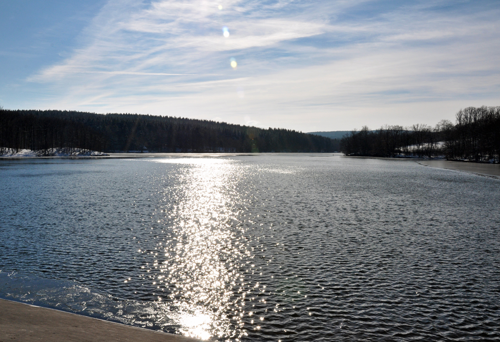 Sonnenspiegelung auf der Steinbachtalsperre - 10.02.2013