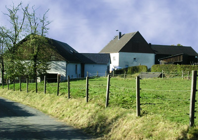 ....typisch sauerlndische Dorfansicht - eingebettet in Wiesen und Felder - (Anf. Okt.2009)