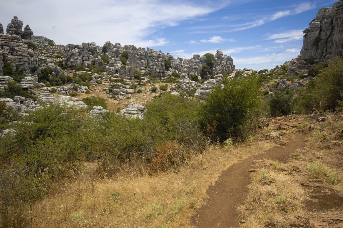 Als öffentlich zugängliches Naturschutzgebiet ist El Torcal für Wanderer und Naturliebhaber ein interessanter Anziehungspunkt. Aufnahme: Juli 2014.