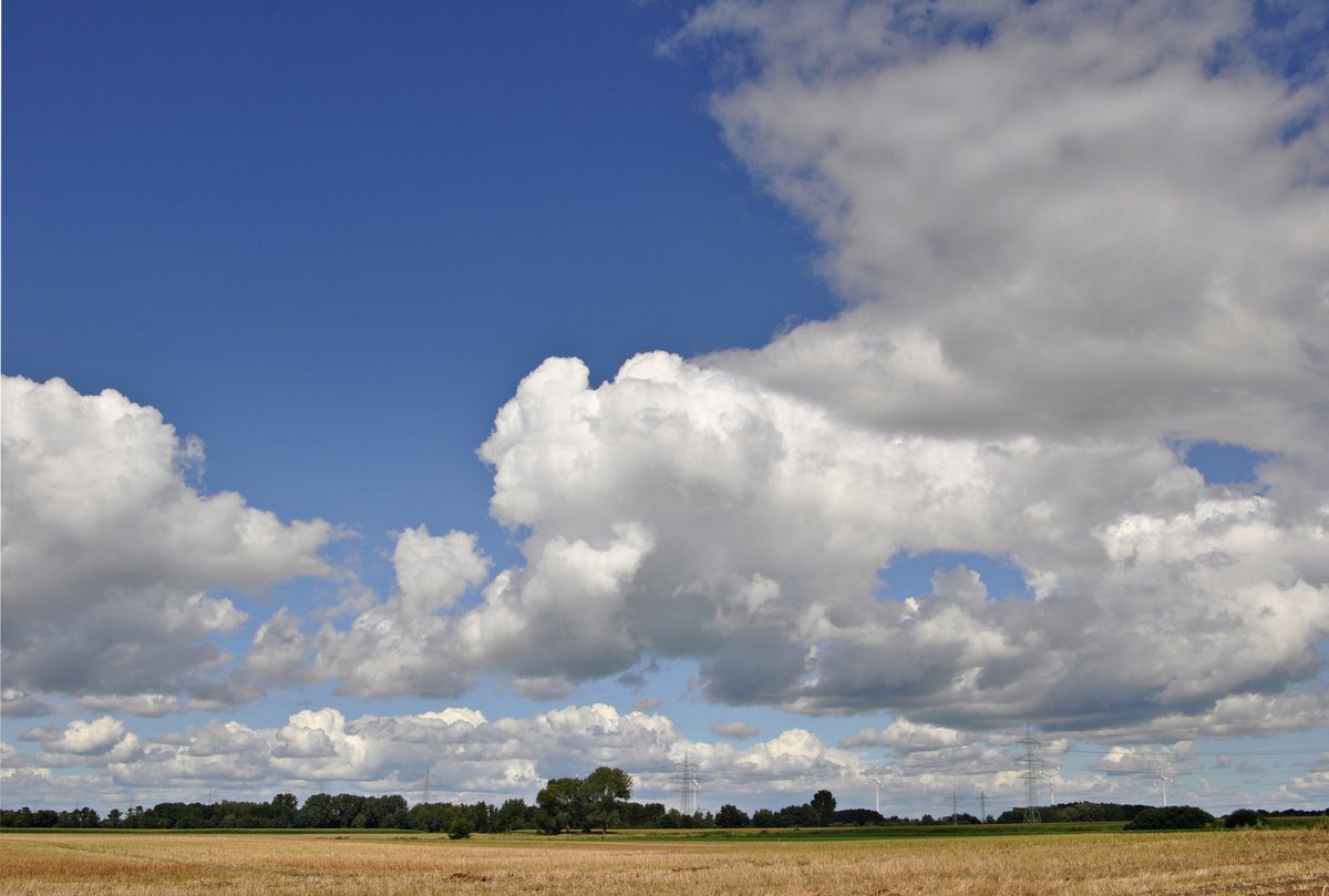 Am 10.08.16 ziehen Quellwolken über Lembruch hinweg in Richtung Osten.