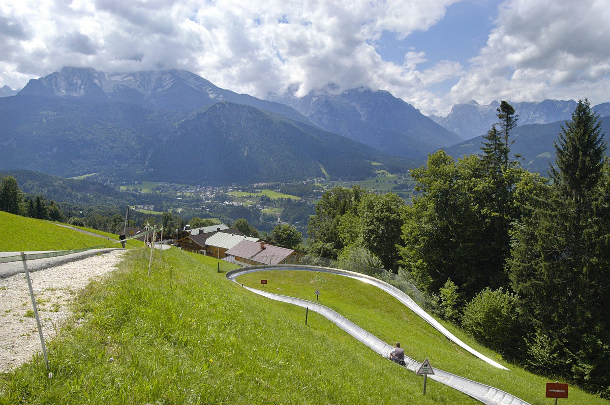 Am Sommerrodelbahn bei Berchtesgaden. Aufnahme: Juli 2008.