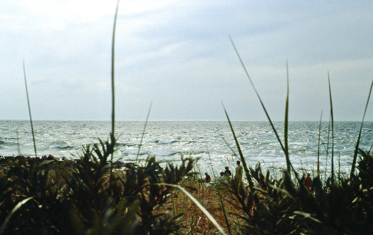 Am Strand vor Kloster auf der Ostseeinsel Hiddensee. Bild vom Dia. Aufnahme: August 2001.