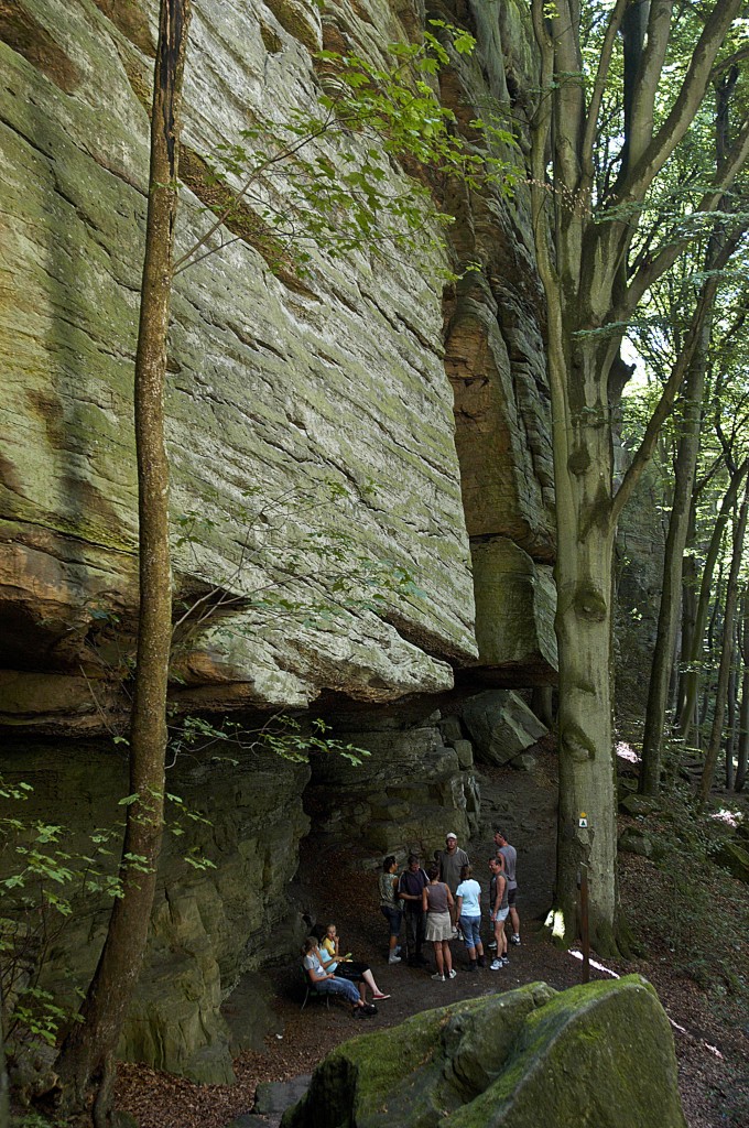 Am Wanderweg von Berdorf nach Waldbillig durch La Petite Suisse (Kleine Luxemburger Schweiz). Aufnahme: August 2007.