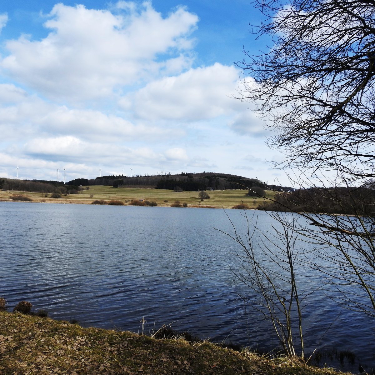 AN DER BREITENBACH-TALSPERRE BEI WAIGANDSHAIN/WW.
Mit 11 ha ist sie eine der kleinsten Talsperren im WESTERWALD,aber ihre wunderschöne
Lage zwischen EMMERICHENHAIN und WAIGANDSHAIN,sowie ihre Bestimmung als Vogelschutzgebiet mit Vorkommen von Fischadler,Reihern,Stockenten,Blässhühnern
oder Haubentauchern zeichnen sie aus...hier am 30.3.2018....