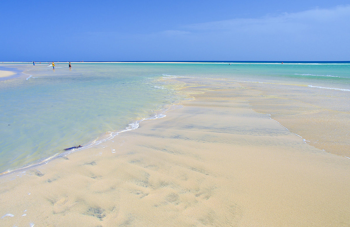 Auf der Nehrung vor der Sotavento-Lagune an der Insel Fuerteventura in Spanien. Aufnahme: 17. Oktober 2017.