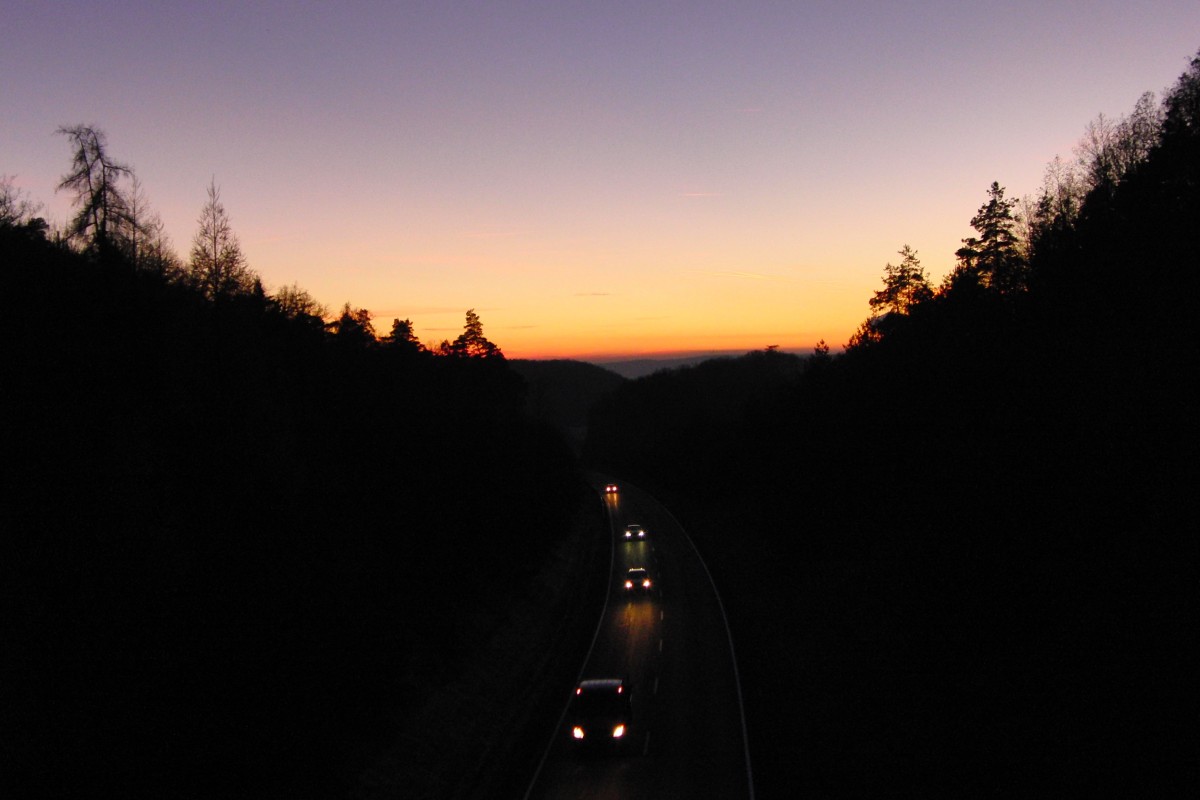 Aussicht entlang der B 303, Blick Richtung Hofheim i. Ufr. am 27.11.2013