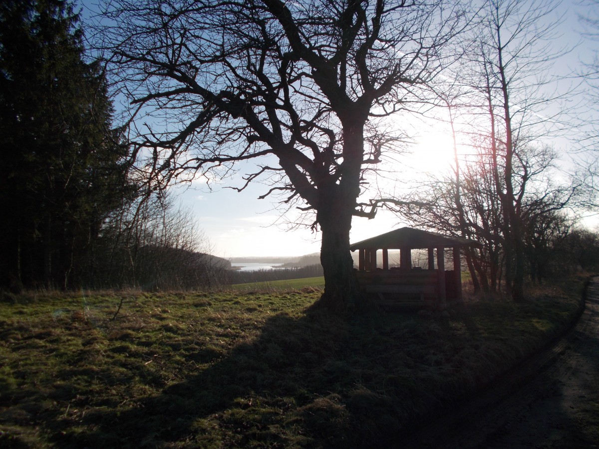 Aussichtspunkt bei Stedar mit Blick zur Insel Pulitz am 10.Februar 2015.