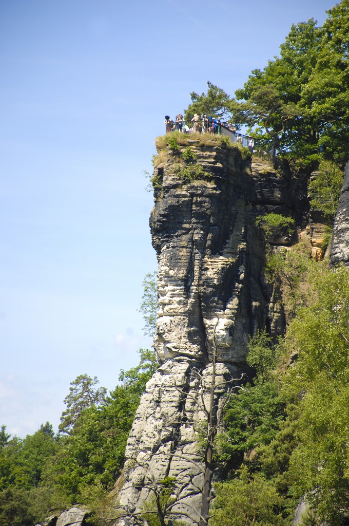 Basteiaussicht im Sächsischen Schweiz. Aufnahme: Juli 2014.