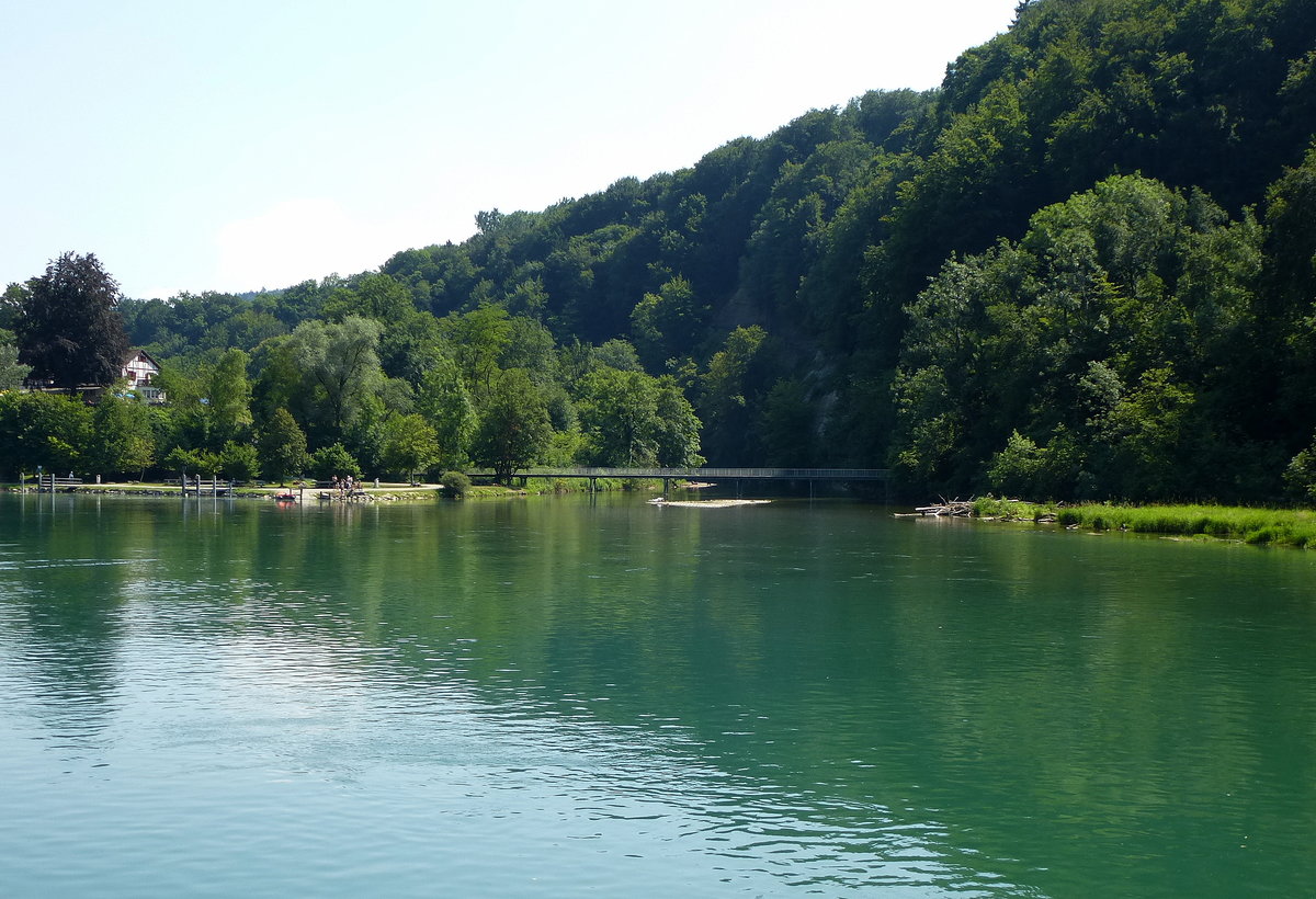 bei Tssegg mndet die Tss (rechts) in den Hochrhein, Juli 2013