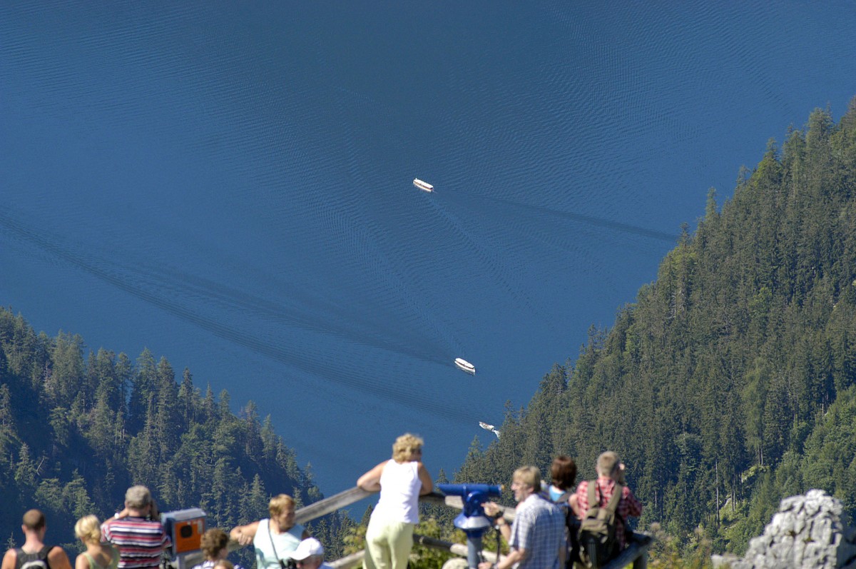 Berchtesgadener Land - Blick über den Königssee vom Aussichtspunkt Jenner. Aufnahme: Juli 2008.