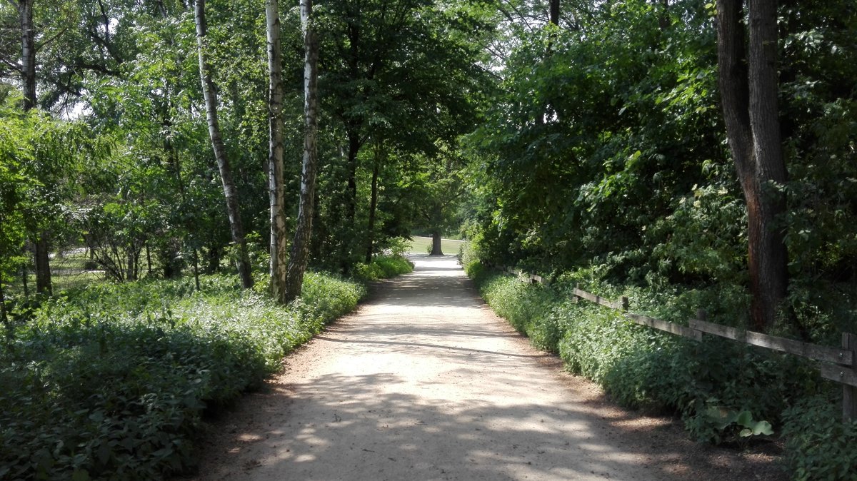 Berlin. Weg von einer Anhöhe hinab zu den Liegewiesen am Schloss Charlottenburg. Aufgenommen am 04.06.2020.