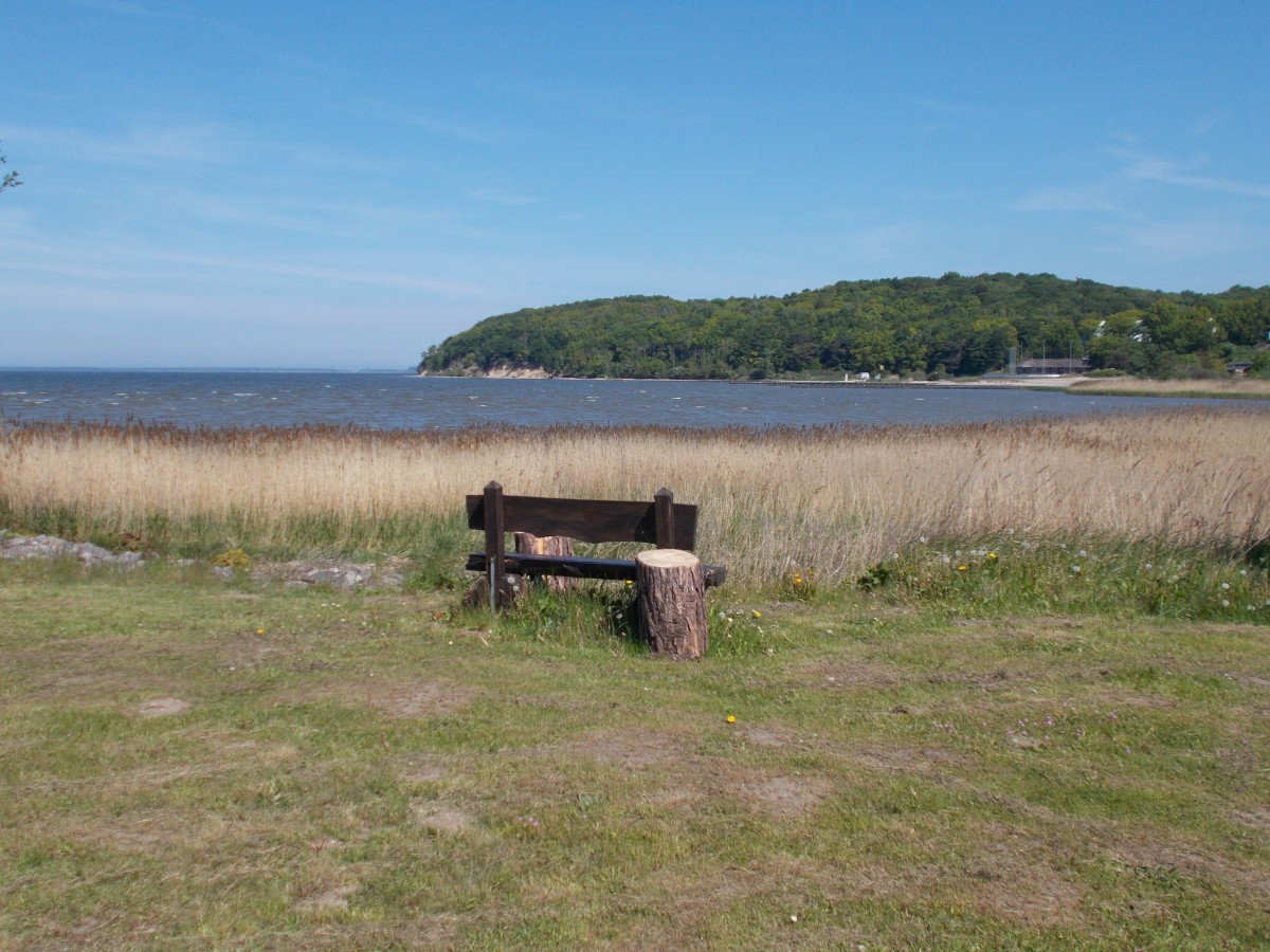 Blick von einer einsamen Bank aus zum Großen Jasmunder Bodden bei Lietzow.Aufgenommen am 16.Mai 2014.