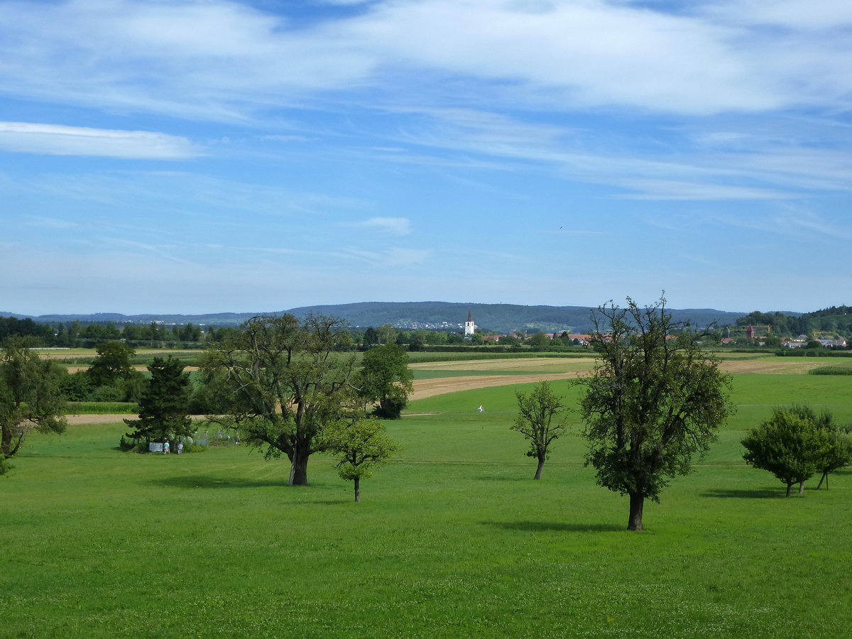 Blick von der Gundelfinger Strae nordwrts zum Ort Denzlingen, Juli 2017