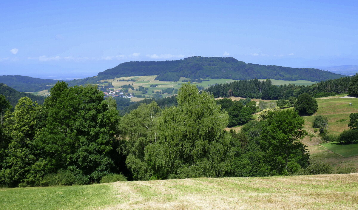 Blick von Horben am Schauinsland/Schwarzwald zum 644m hohen Schönberg, Juni 2022