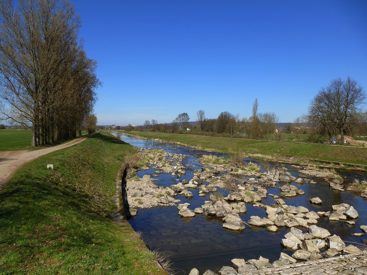 Blick vom Kollmansreuter Wehr an der Elz fluabwrts Richtung Emmendingen, Mrz 2014