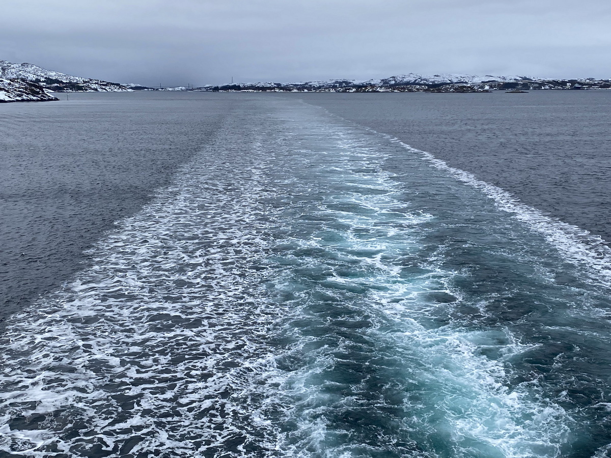 Blick  in Richtung Otterøya - eine Insel in der Gemeinde Namsos in der norwegischen Provinz Trøndelag am 20. Februar 2024. 