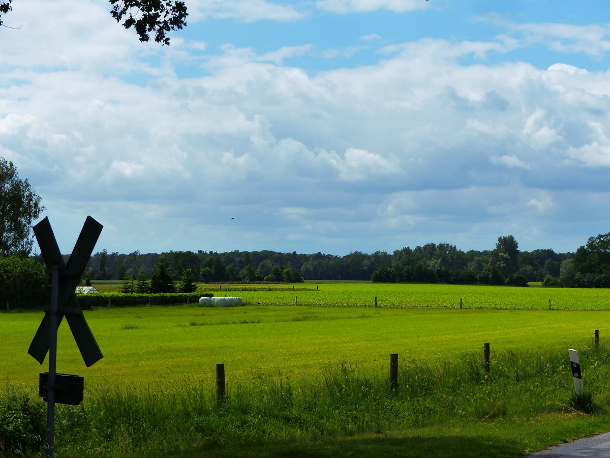 Blick über die Bauerschaft Hummeldorf in Richtung Gut Stovern (Salzbergen), 28.05.2022