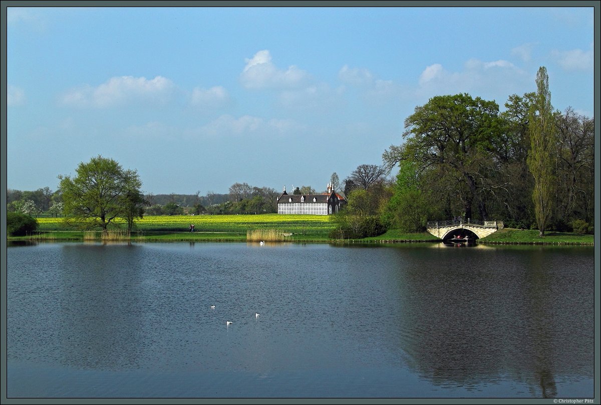 Blick über den Wörlitzer See zum Palmenhaus. (Wörlitz, 06.04.2014)