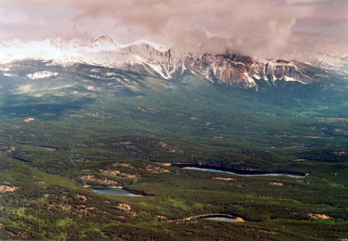 Blick über Yoho National Park. Aufnahme: Mai 1987 (digitalisiertes Negativfoto).