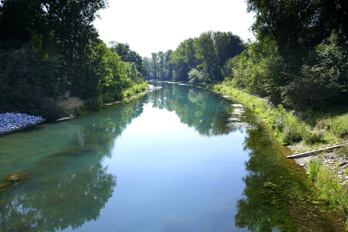 Breisach, Blick vom neuerbauten Möhlinwehr flußaufwärts, Aug.2019