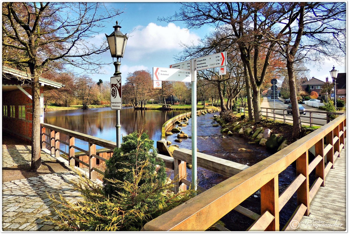 Brücke über die Oste am Mühlenteich in Sittensen, Februar 2015