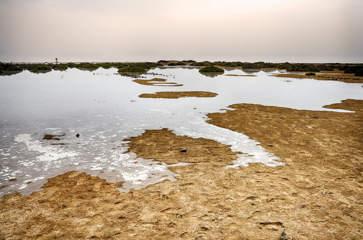 Das Wasser steigt in der Sotavento-Lagune an der Insel Fuerteventura in Spanien. Aufnahme: 17. Oktober 2017.