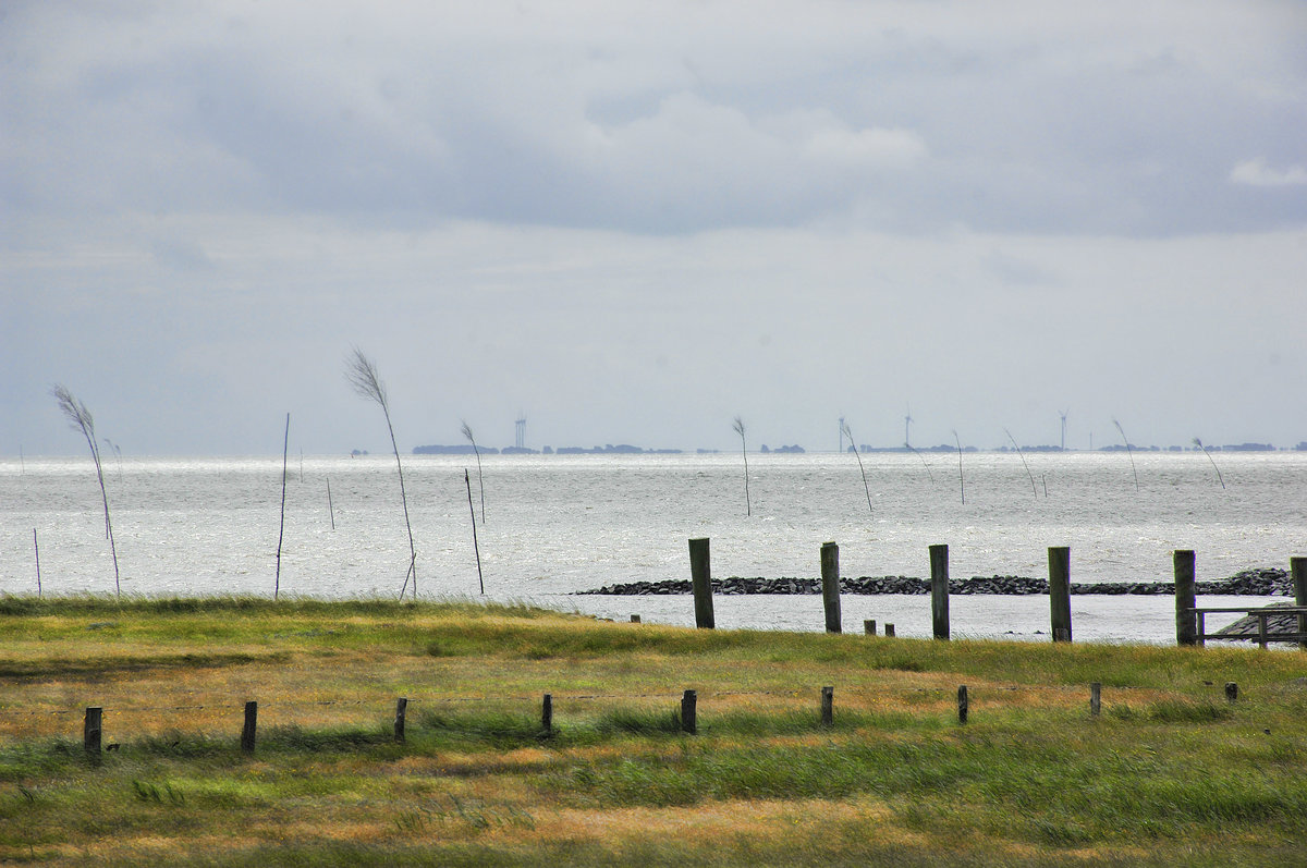 Das Wattenmeer südlich von Der Hallig Land in Nordfriesland. Aufnahme: 25. Juni 2017.