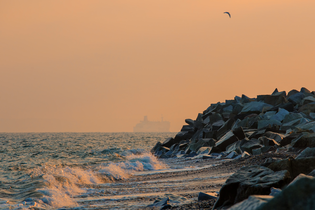 Deffuses Licht am frühen Abend vor Sassnitz. - 29.10.2015