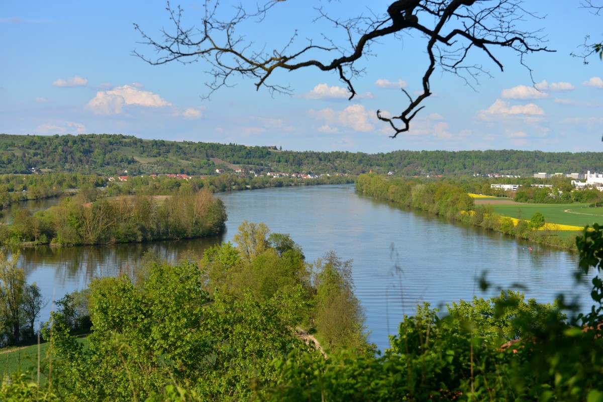 Der Blick ins frühlingshafte Donautal am 23.04.2014 in Regensburg-Prüfening. 