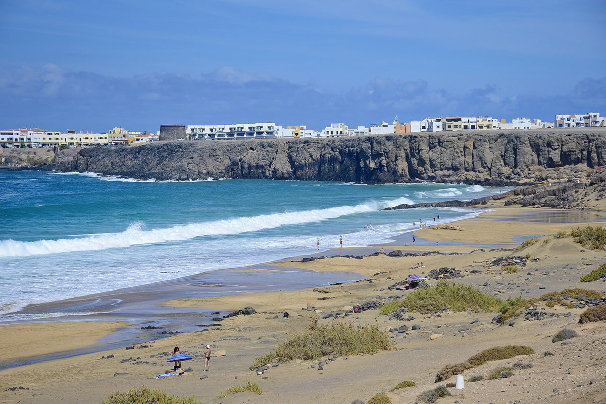 Der Strand südlich von El Cotillo auf der Insel Fuerteventura. Aufnahem: 18. oktober 2017.