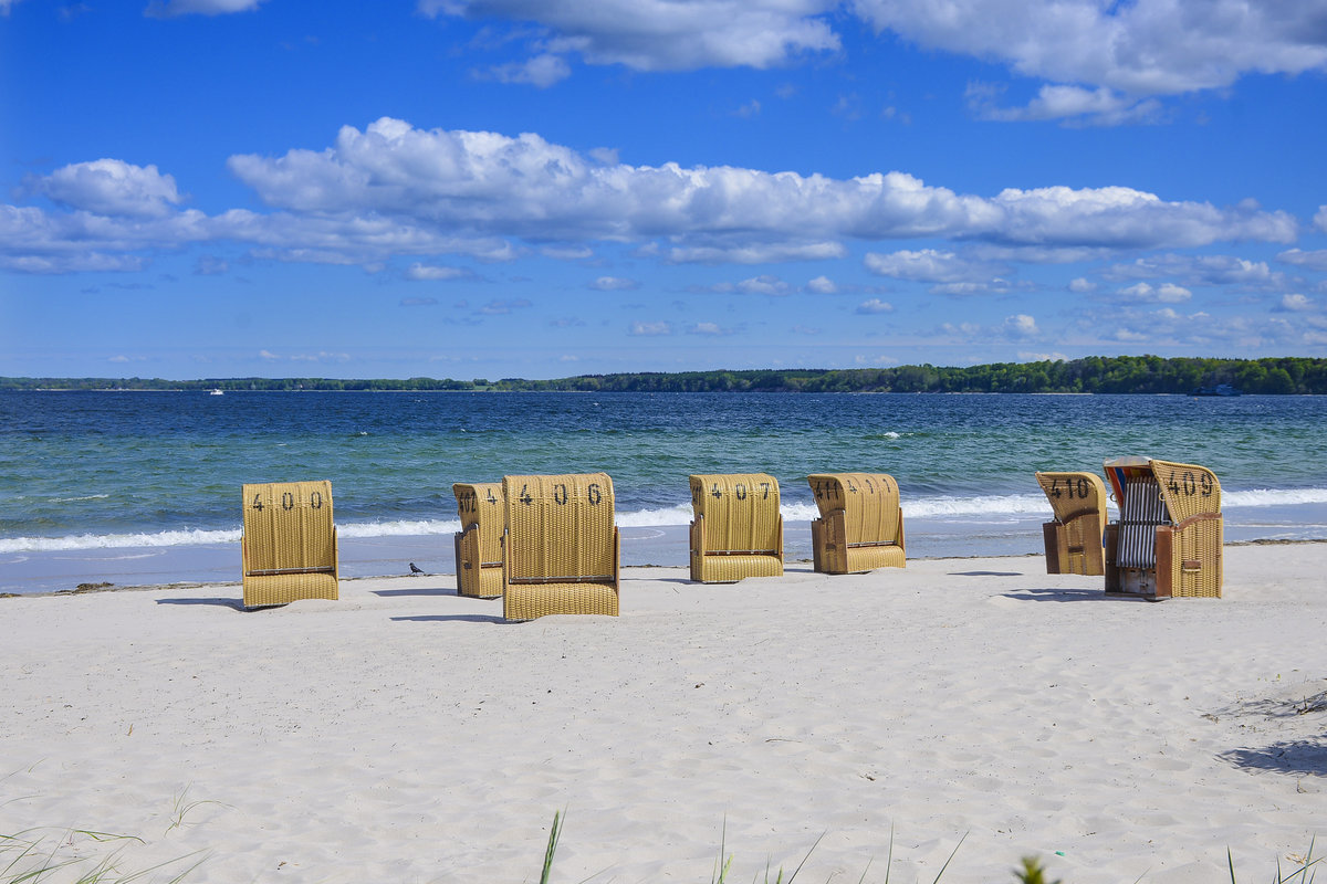 Der Südstrand bei Eckernförde (von der Preußerstraße aus gesehen). Aufnahme: 11. Mai 2020.