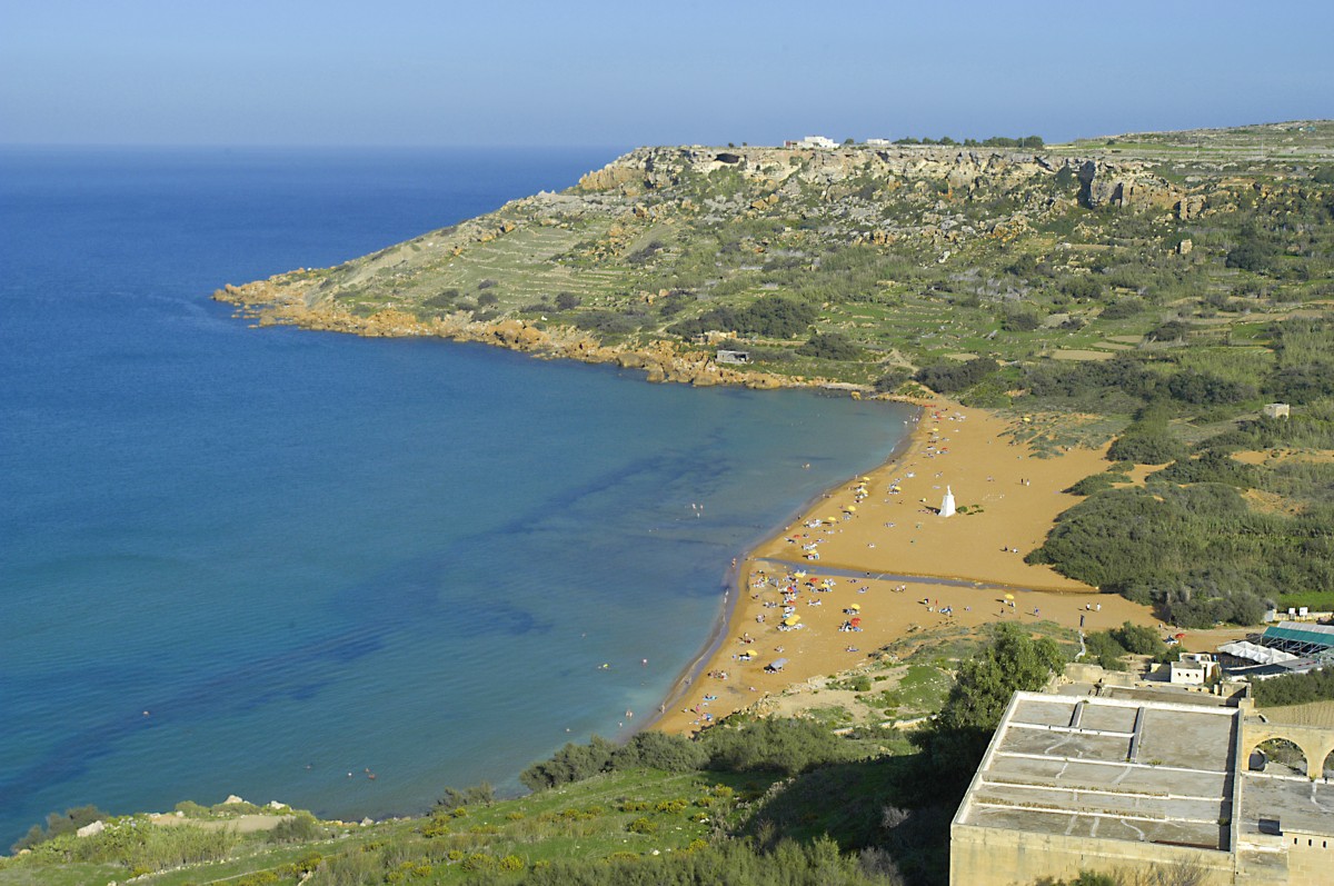 Die Bucht bei Ramla auf der Insel Gozo. Aufnahme: Oktober 2006.