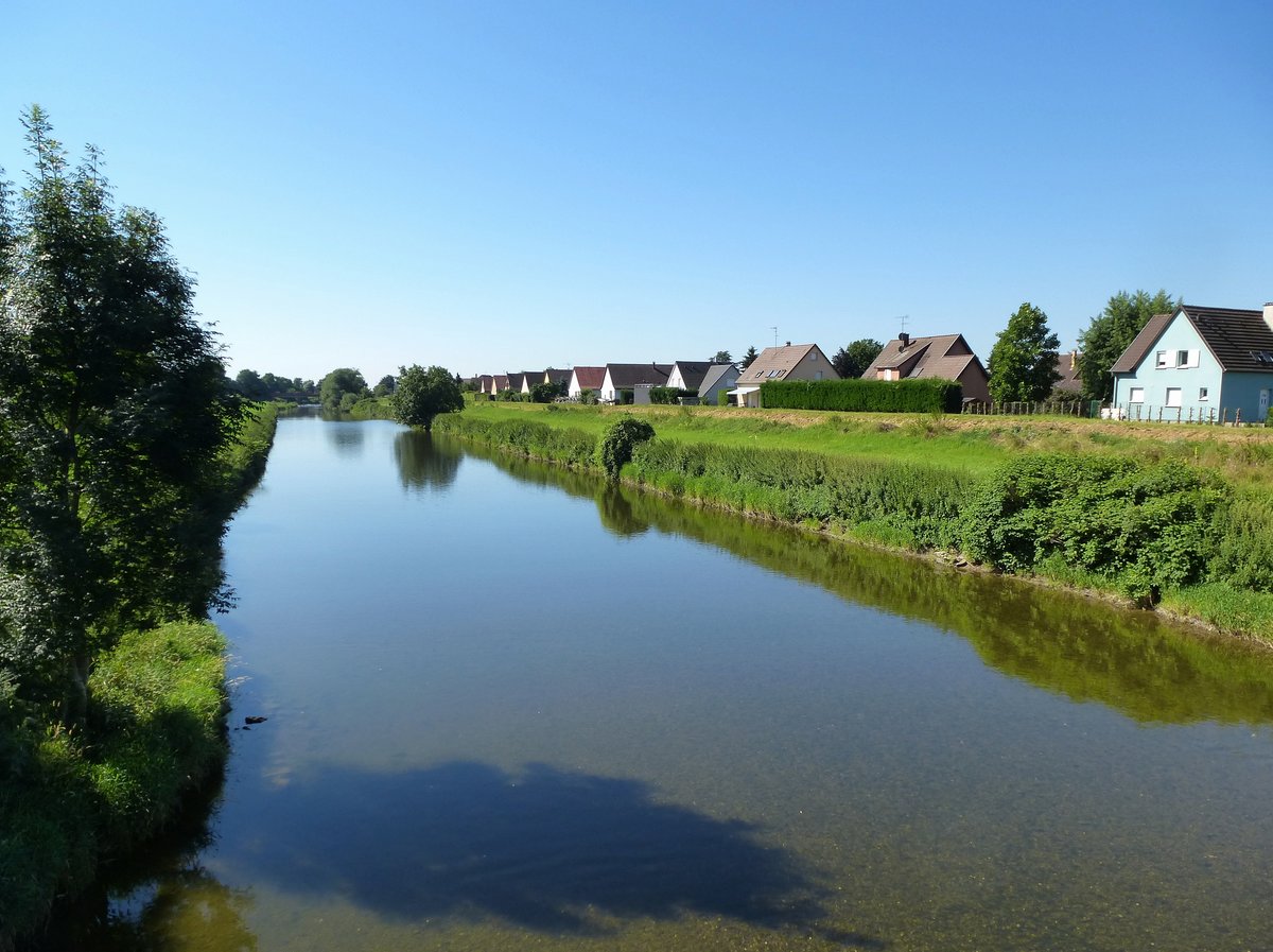 die Ill durchfliet die Rheinebene bei Sundhoffen, Juli 2016