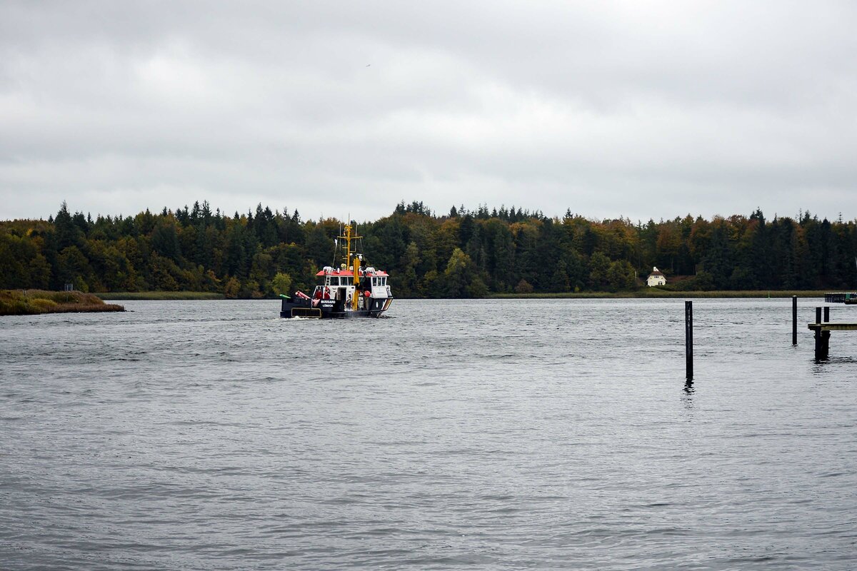 Die Schlei von Missunde aus gesehen (richtung Schleswig). Aufnahme: 27. Oktober 2021.