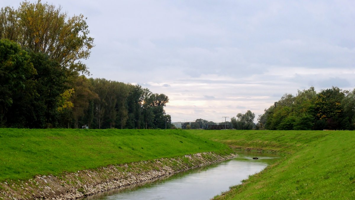 Die Weschnitz bei Biblis. Aufgenommen am 07. Oktober 2017.