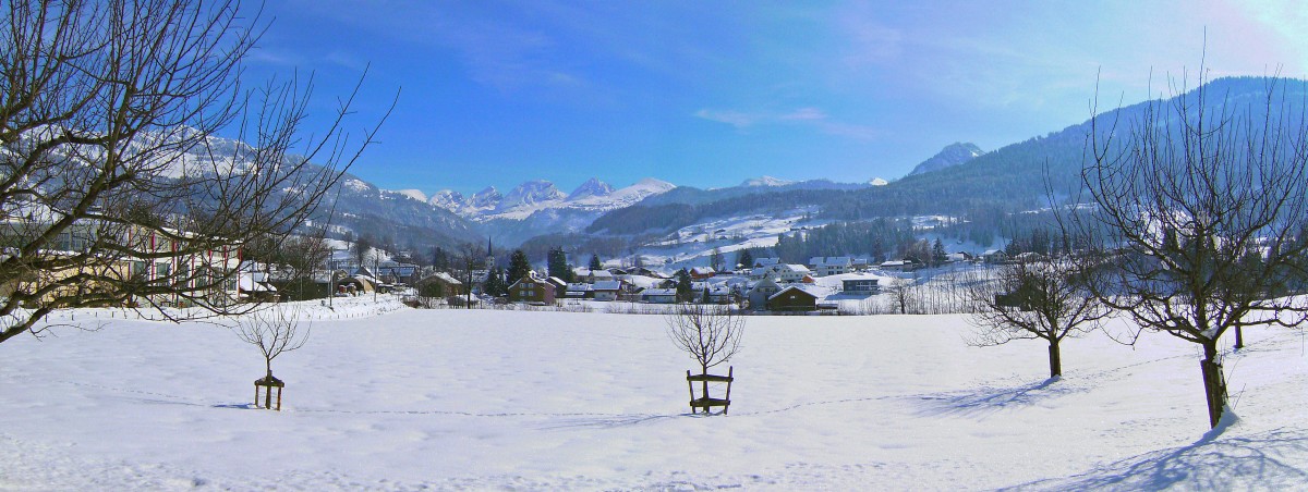 Dorf Nesslau, Winterpanorama - 25.02.2009