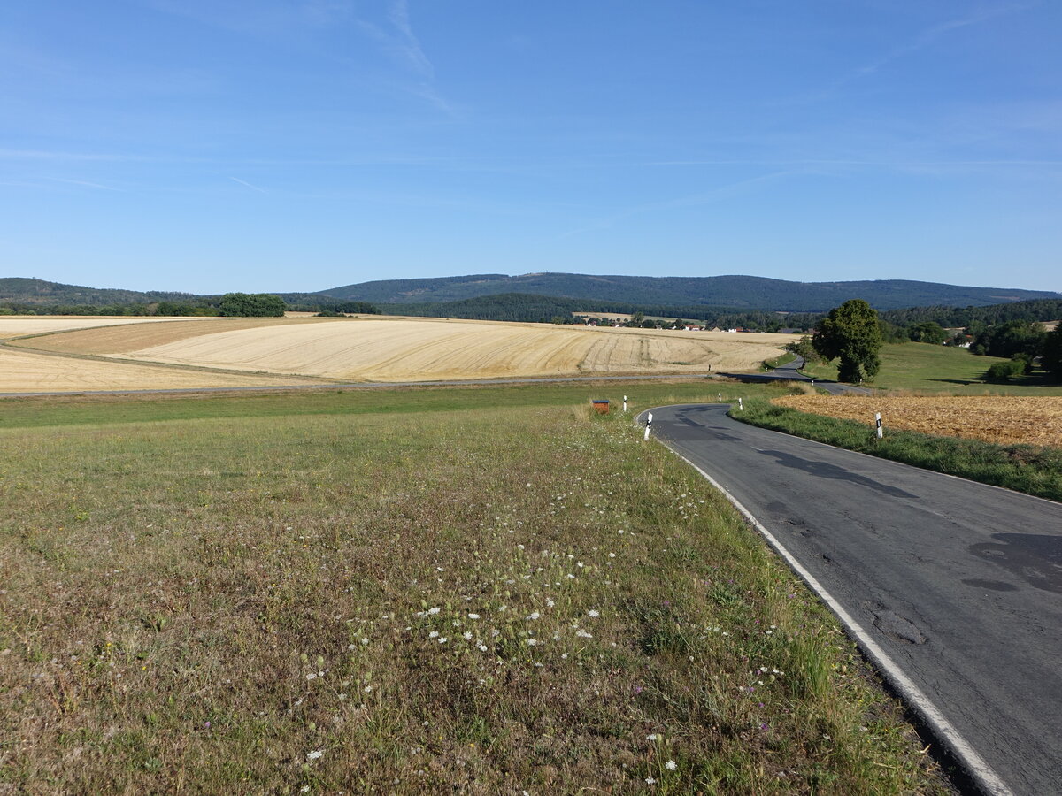 Felder bei Hundshausen im Seitental des Treisbachs, Schwalm Eder Kreis (07.08.2022)