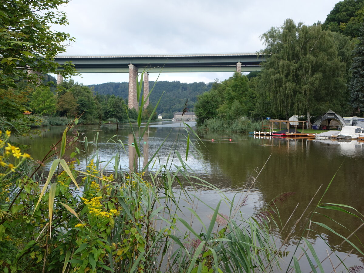 Fluss Werra bei Hedemünden, Südniedersachsen (31.08.2021)