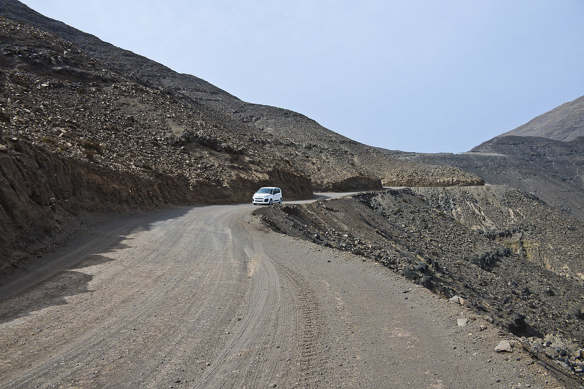 Fuerteventura, Spanien: Auf der Straße von Cofete nach Morro Jable. Aufnahme: 17. Oktober 2017.